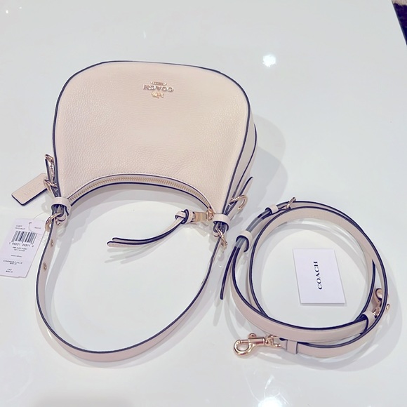 New Coach shoulder cross body bag, leather, removable strap, milky white - Picture 3 of 12